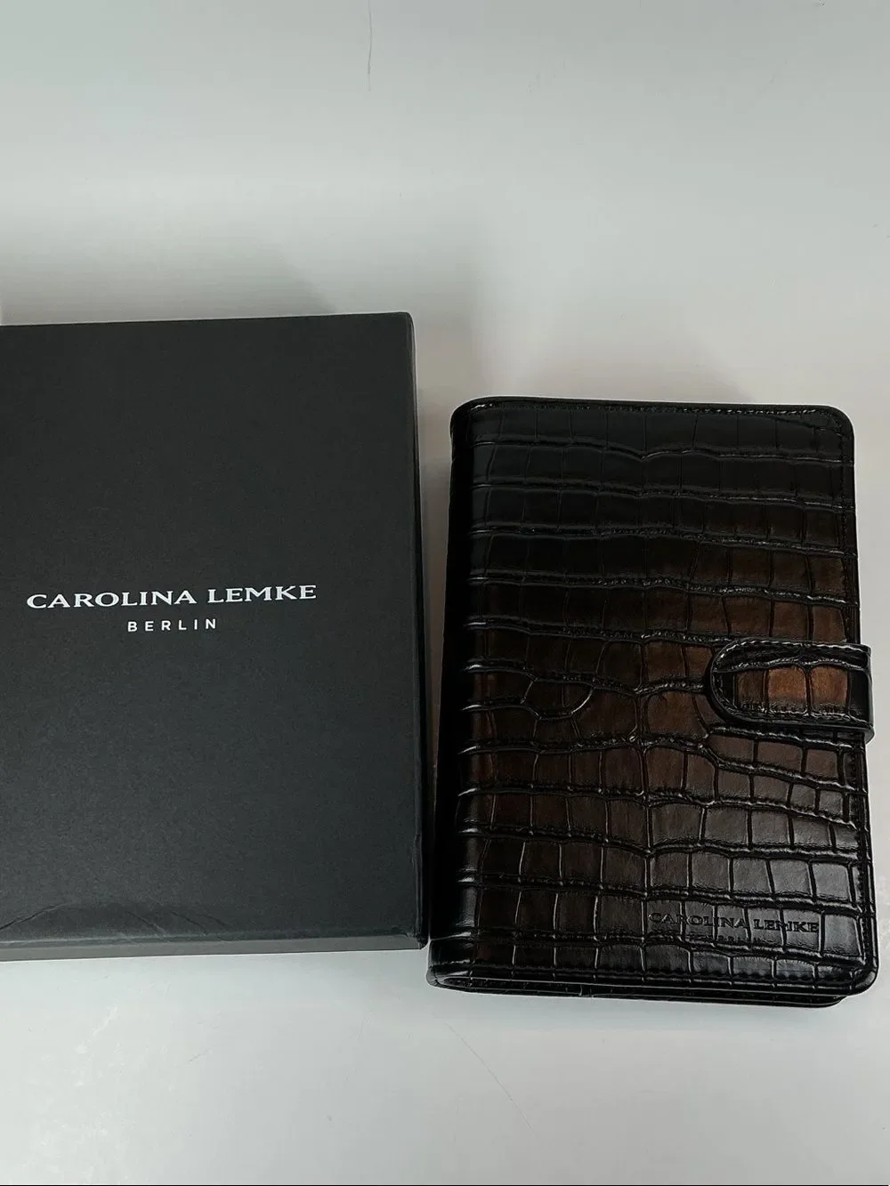Carolina Lemke Berlin Croc Embossed Planner Binder Organizer + Pen (new in box)